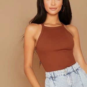 Shein  brown halter crop tank